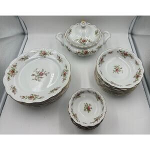 Vintage Johann Haviland Traditions Fine China Moss Rose Dinnerware 25 Piece Set